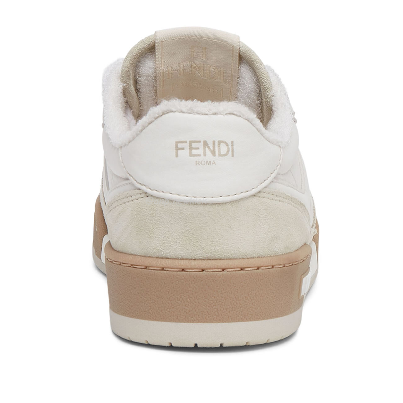 Fendi Match Cream Black White Suede And Leather Low Top Sneakers (5) - newkick.vip